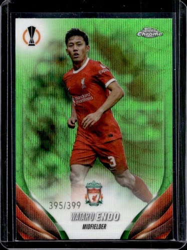 Wataru Endo 2023 Topps Chrome UEFA Neon Green Wave Refractor /399