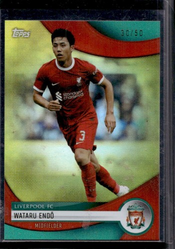 Wataru Endo 2023 Topps Liverpool Team Set Yellow Foil /50