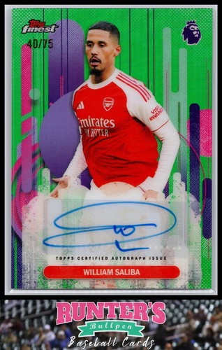 William Saliba 2026 Topps Finest Green Refractor /75