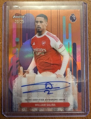 William Saliba 2025 Topps Finest Orange /25