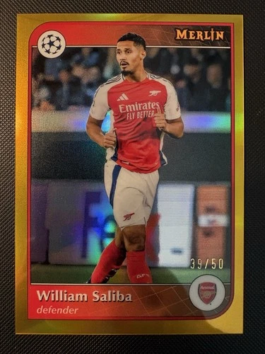 William Saliba 2024 Topps Merlin Chrome Gold Refractor /50