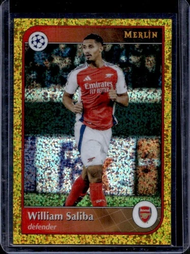 William Saliba 2024 Topps Merlin Chrome Gold Sparkle Refractor /50