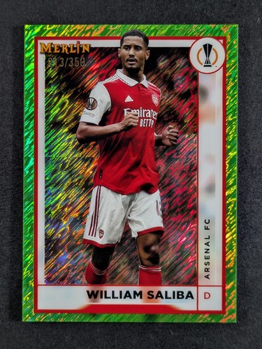 William Saliba 2022 Topps Merlin Chrome Neon Green Shimmer /350