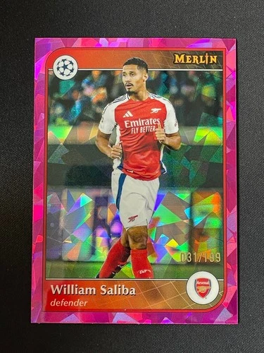 William Saliba 2024 Topps Merlin Chrome Pink Ice /199