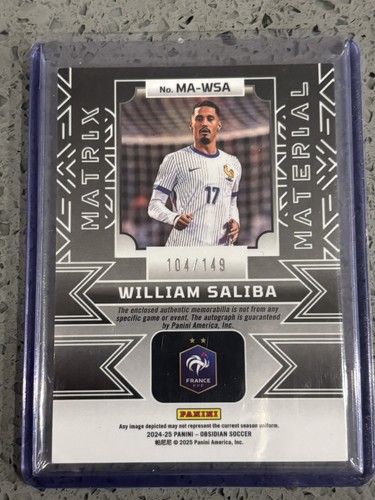 William Saliba 2024 Panini Obsidian /149