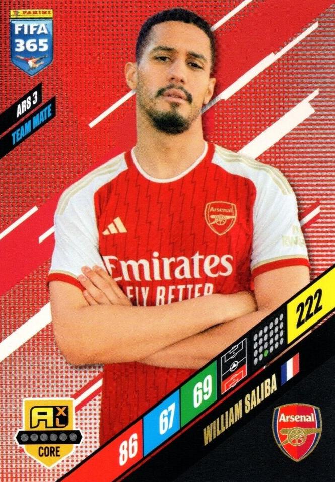 William Saliba 2024 Panini Adrenalyn XL FIFA 365