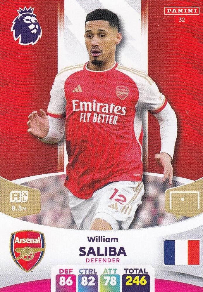 William Saliba 2024 Panini Adrenalyn XL Premier League