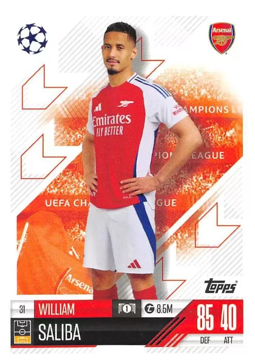 William Saliba 2024 Topps Match Attax UEFA Club Competitions