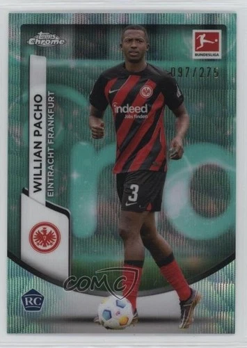 Willian Pacho 2023 Panini Chrome Bundesliga Aqua Bubbles Wave Refractor /275