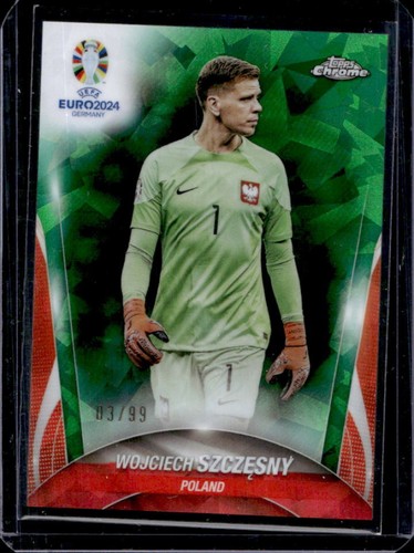 Wojciech Szczesny 2024 Topps Chrome UEFA Euro Sapphire Green Refractor /99
