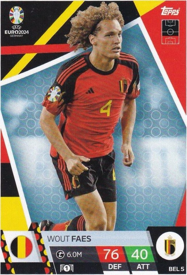 Wout Faes 2024 Topps Match Attax UEFA EURO