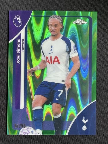 Xavi Simons 2025 Topps Chrome Green RayWave /99