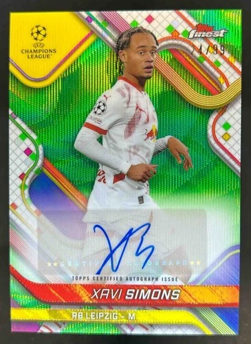 Xavi Simons 2024 Topps Finest Neon Green RayWave Refractor /99