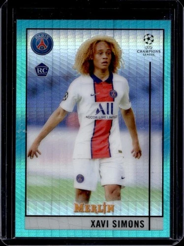 Xavi Simons 2020 Topps Merlin Chrome Aqua Prism Refractor #87