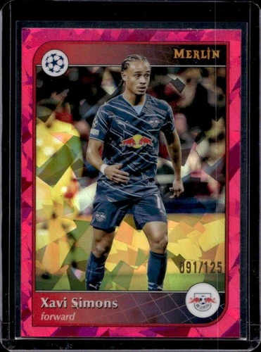 Xavi Simons 2024 Topps Merlin Chrome UEFA Magenta Atomic Refractor /125