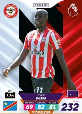 Yoane Wissa 2023 Panini Adrenalyn XL Premier League Plus