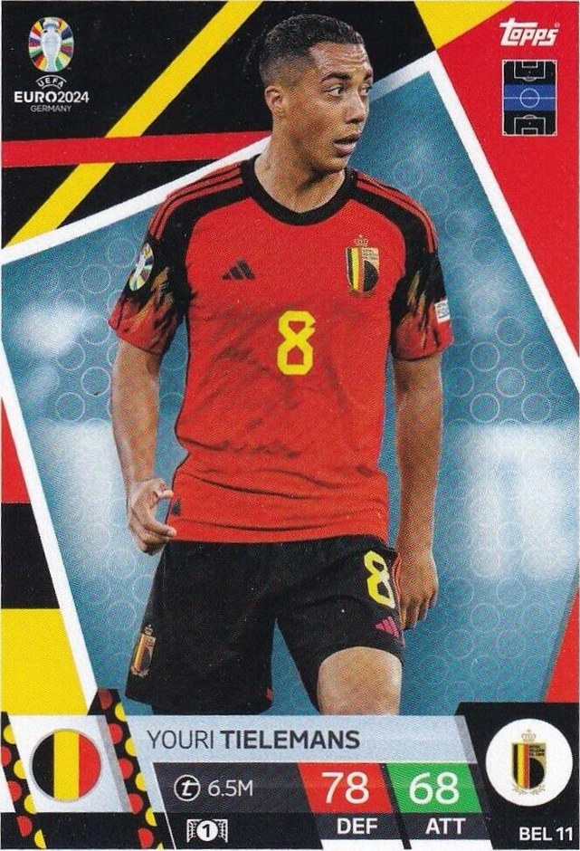 Youri Tielemans 2024 Topps Match Attax UEFA EURO