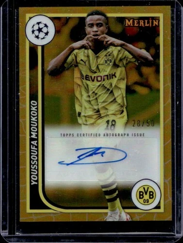 Youssoufa Moukoko 2023 Topps Merlin Chrome Gold Refractor /50