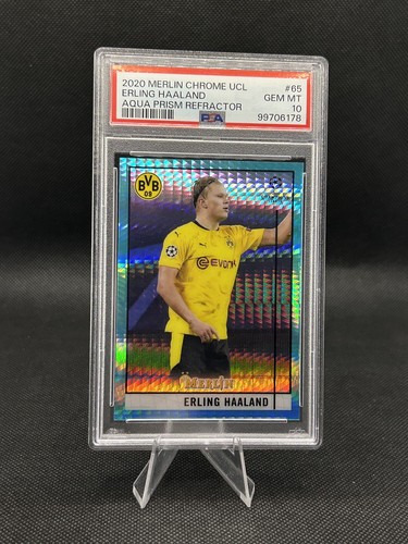 Erling Haaland Merlin Chrome Aqua Prizm Refractor