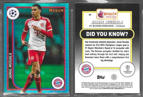 Jamal Musiala Merlin Chrome Aqua Prism Refractor