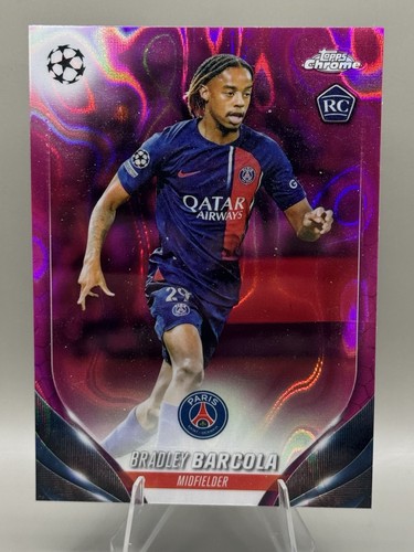 Bradley Barcola Cromo UCL Rosa Lava Refractor