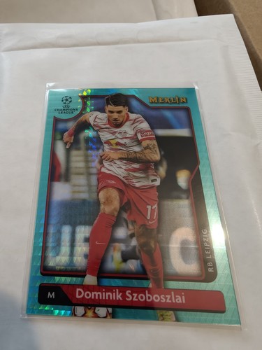 Dominik Szoboszlai 2021 Topps Merlin Chrome Aqua Refractor