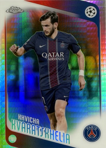 Khvicha Kvaratskhelia 2025 Topps Chrome UCC Prizm Refractor 167/26