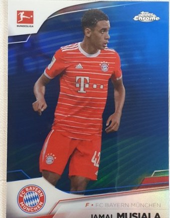 Jamal Musiala 2022 Topps Chrome Bundesliga Blue Wave /180