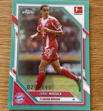 Jamal Musiala 2025 Topps Chrome Aqua Wave /199