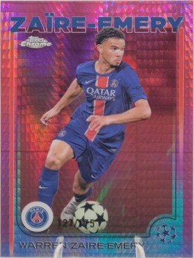 Warren Zaire-Emery 2025 Topps Chrome UEFA Prisma Rosa Fluo /175