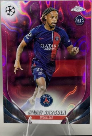 Bradley Barcola 2022 Topps Cromo UCL Rosa Lava Refractor