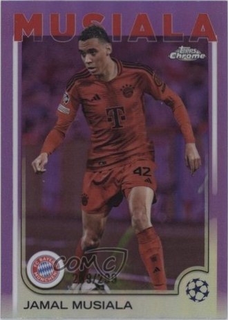 Jamal Musiala 2024 Panini Cromo Competiciones de Clubes UEFA Violeta Refractor /299