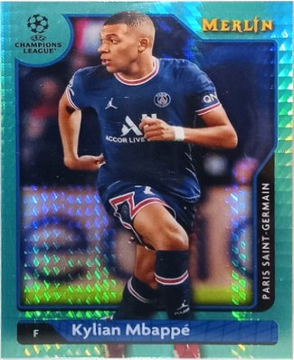 Kylian Mbappe 2021 Topps Merlin Chrome Aqua Prizm #100