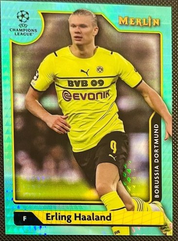 Erling Haaland 2021 Topps Merlin Chrome Aqua Prism Refractor