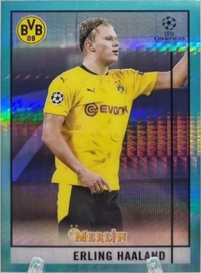 Erling Haaland 2020 Topps Merlin Chrome Aqua Prizm