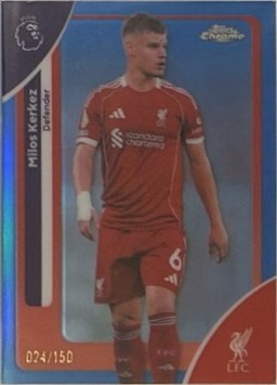 Milos Kerkez 2026 Topps Chrome Premier League Blue /150