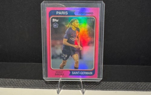 Bradley Barcola 2023 Topps PSG Pink Refractor /99