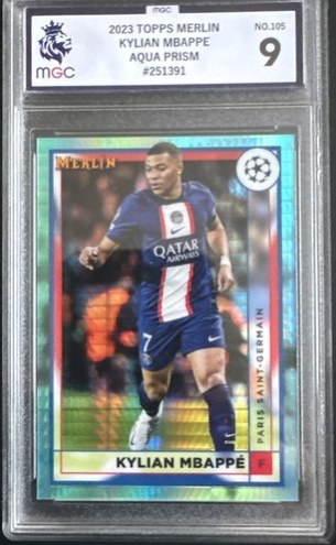 Kylian Mbappe 2022 Topps Merlin Chrome Aqua Prizm