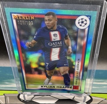 Kylian Mbappe 2023 Topps Merlin Chrome Aqua /199