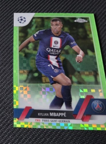 Kylian Mbappe 2022 Topps Chrome Neon Green X-Fractor /399