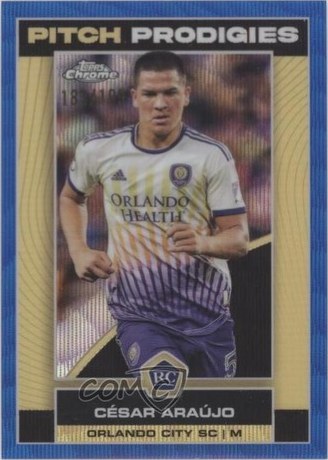 Cesar Araujo 2023 Topps Chrome MLS Blue Wave 12bq/199
