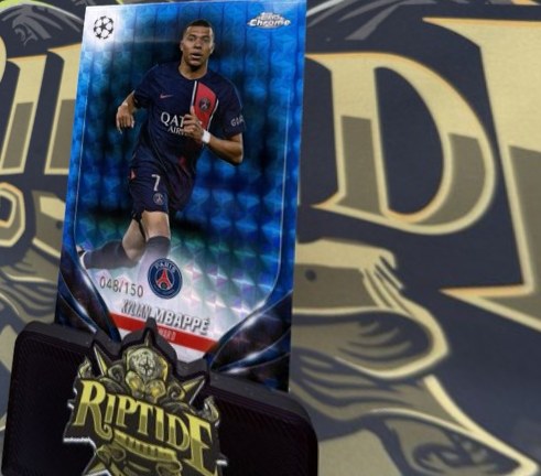 Kylian Mbappe 2023 Topps Chrome Blue Geometric Refractor /150
