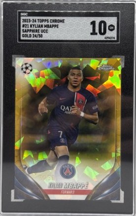 Kylian Mbappe 2023 Topps Chrome Sapphire Gold /50