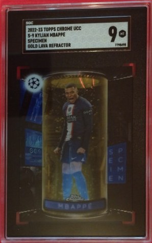 Kylian Mbappe 2022 Topps Chrome Gold Lava Refractor