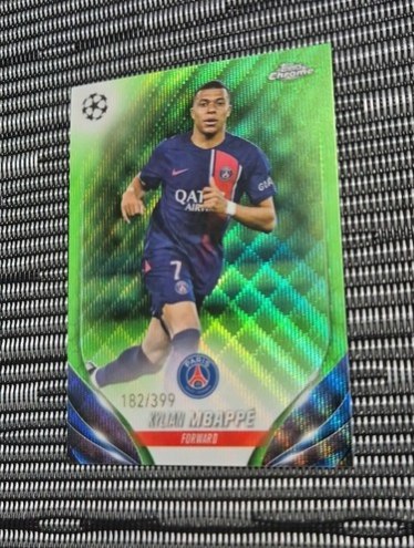 Kylian Mbappe 2023 Topps Chrome Neon Green Wave /399