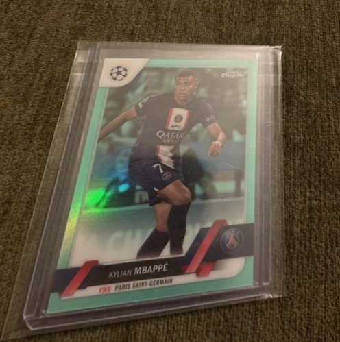 Kylian Mbappe 2022 Topps Chrome Aqua Wave Refractor /199