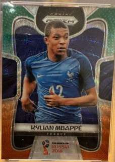 Kylian Mbappe 2018 Panini Prizm World Cup Green Orange Wave Refractor
