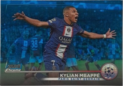 Kylian Mbappe 2022 Topps Stadium Club Chrome Blue Prism