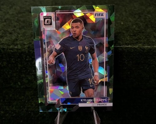 Kylian Mbappe Panini Donruss Prizm Cracked Ice Green