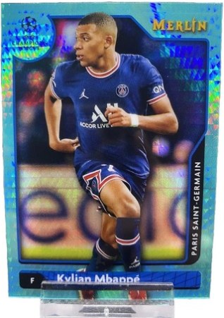 Kylian Mbappe 2022 Topps Merlin Chrome Aqua Prism Refractor